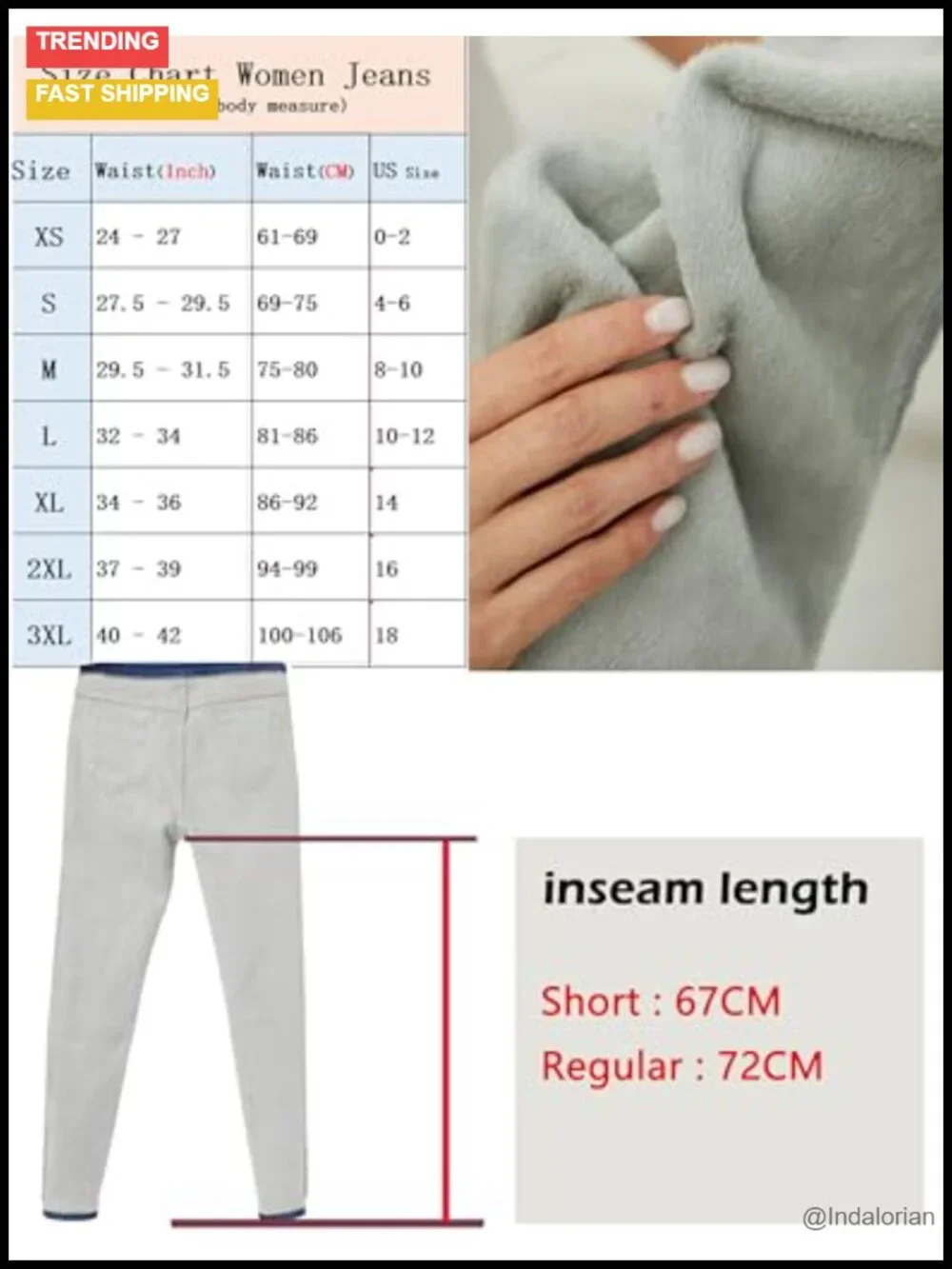 Women's Fleece Lined Skinny Denim Jeans Thermal Winter High Waist Stretch